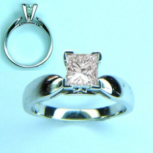 14K-WG 1-1/2CT PRINCESS CUT DIA. SOL. W/V-PRONG-APPROX METAL WT 5.01 GM (BARC)