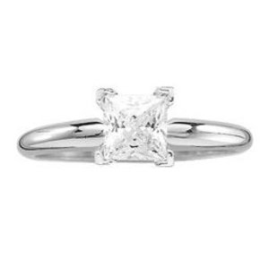 14K-WG 1 1/4CT PRINCESS CUT DIA. SOLITAIRE W/4 “V” PRONGS (FAEX)