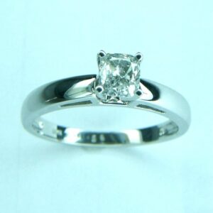 14K-WG 1/2CT DIAMOND CUSHION CUT SOLITAIRE-APPROX METAL WT 3.45 GM (CON)