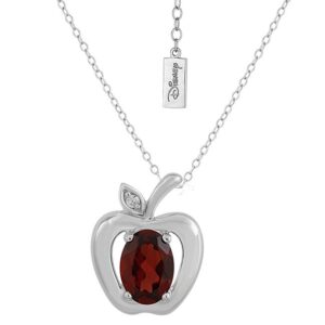 SS925 1/100CTW APPLE PENDANT W/1-RD@1/100CTW;1-GARNET@3/4CT (BA)